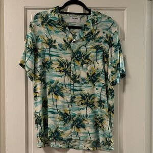 Old Navy Men's Palm Print Shirt - Green and Yellow